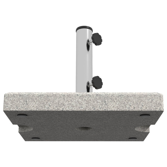Base per Ombrellone da Giardino 25kg 38x38x38 cm in Granito e Acciaio Inox Grigia