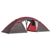 Tenda a tunnel; tenda da campeggio per 4-6 persone; con 3 stanze; gancio leggero; tenda di gruppo con doppie porte; tenda familiare idropellente da 3000mm; per giardino; campeggio; grigio