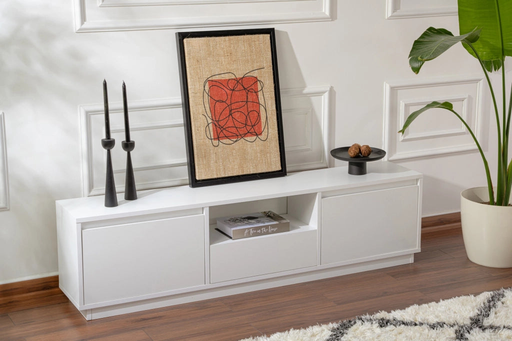 Mobile TV Vanguard in legno - 160 x 29 x 42 cm - Bianco naturale