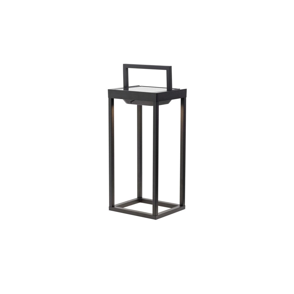 Zafferano - Lanterna Home solar 2 a led 37,3cm - Lampada da parete e da tavolo 2W con batteria e sensore crepuscolare - Nera