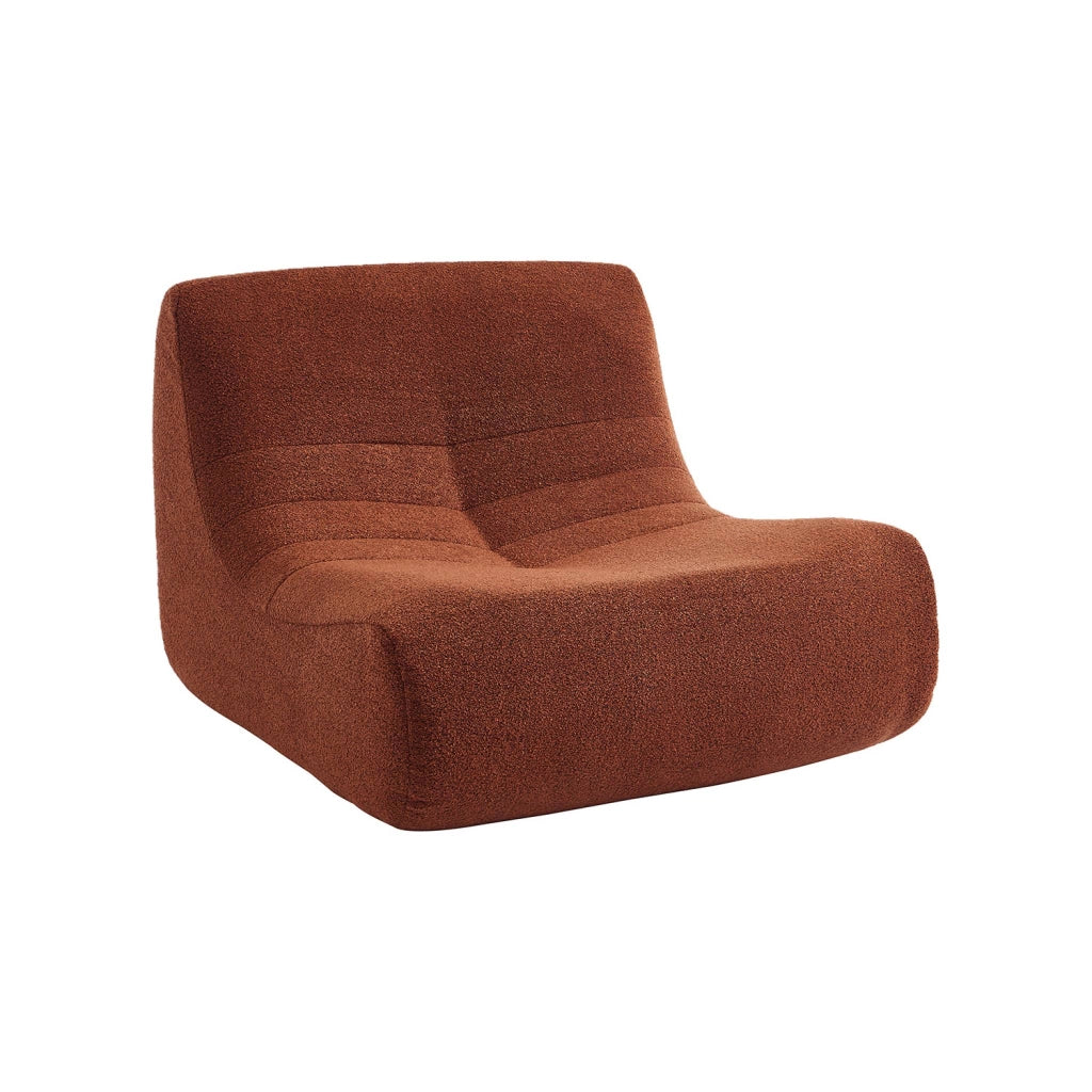 Poltrona bouclé testurizzata con poggiapiedi, 1 posto, terracotta