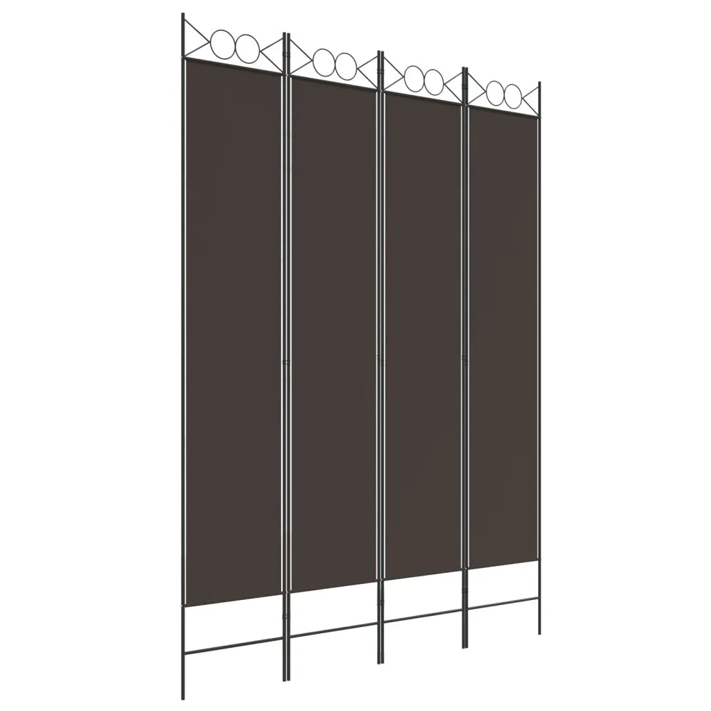 Divisorio a 4 Pannelli Marrone 160x220 cm in Tessuto 350167