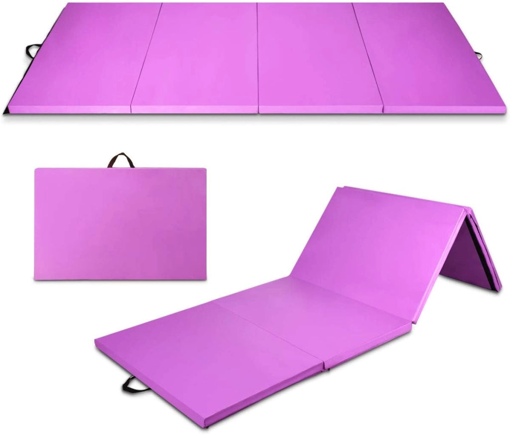 Tappettino da Ginnastica Pieghevole 240 x 116 x 5 cm, Tappetto Palestra da Terra con Maniglie Portatile, Materassino da Allenamento per Fitness e Yoga