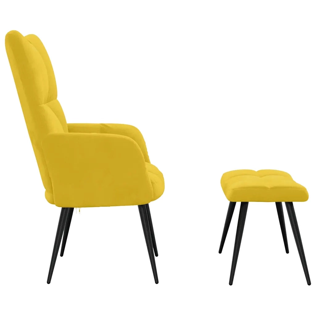 Poltrona Relax con Poggiapiedi Giallo Senape in Velluto cod mxl 13931