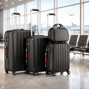 Set 3+1 Valigie Rigide Abs Trolley Easy Roll con Beauty Case e Lucchetto Nero