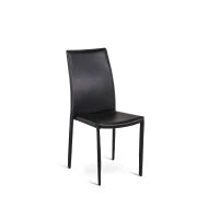 E-STYLO Sedia in similcuoio nero e gambe rivestite in similcuoio nero, impilabile, 42cm X 41cm H. 95cm.