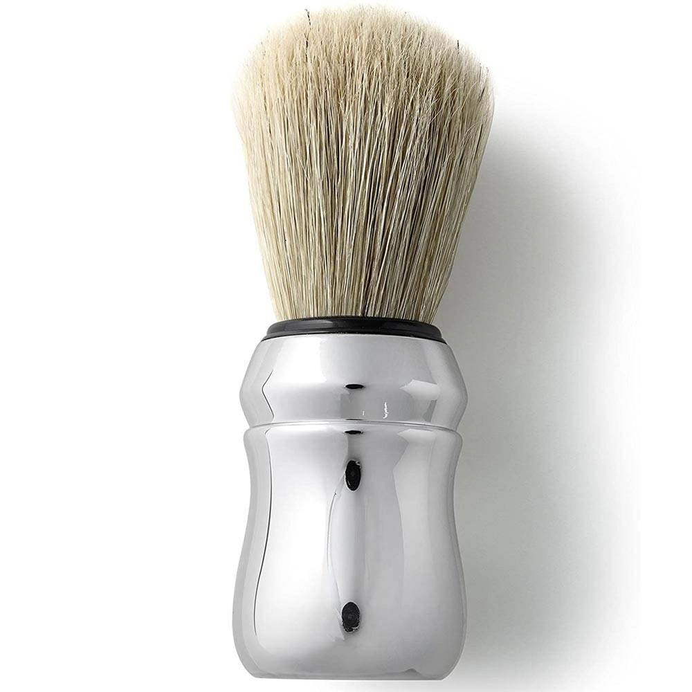 Trade Shop - Pennello Spazzola Professonale Barba Setole Di Cinghiale 55 Mm Silver -