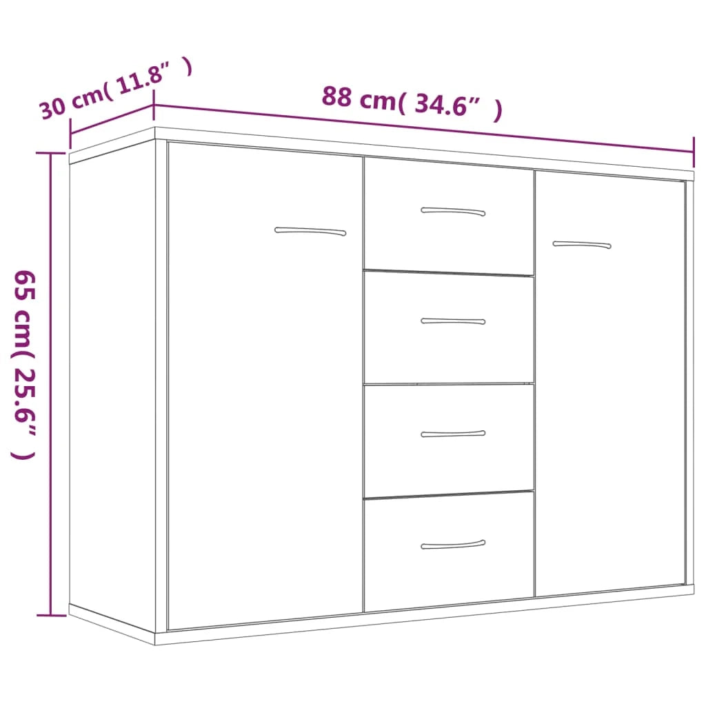 Credenza cassettiera armadio mobile contenitore organizer per cucina soggiorno salotto 88 x 30 x 65 cm legno ingegnerizzato marrone 02_0031117