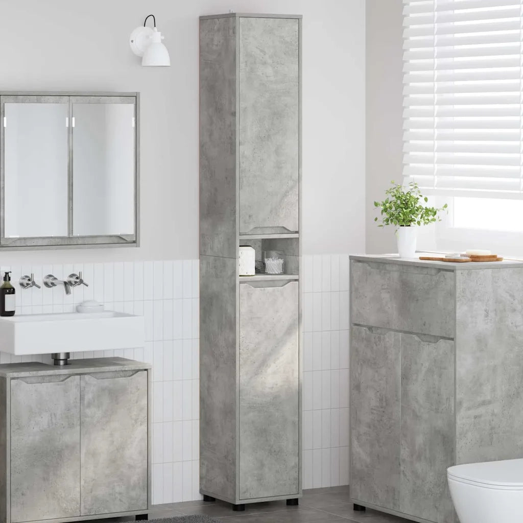 Mobile da Bagno con porta Grigio cemento 30,5 x 30 x 195 cm