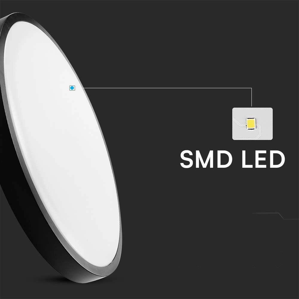 Plafoniera LED V-TAC 36W 35cm nera IP44 4000K 3820lm