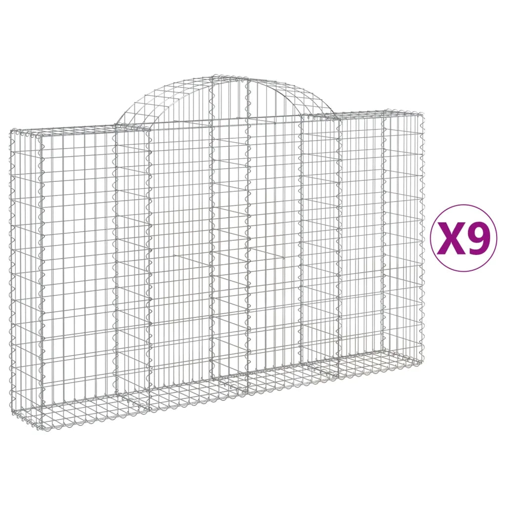 Cesti Gabbioni ad Arco 9 pz 200x30x120/140 cm Ferro Zincato 3146138