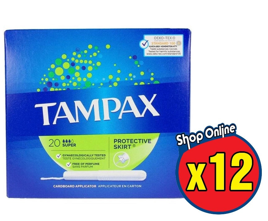 SET 12 TAMPAX BLUE BOX ASSORBENTI INTERNI SUPER  FLUSSO ABBONDANTE DA 20 PZ