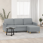Divano a 3 Posti con Poggiapiedi-Sofa 3 Posti con Poggiapiedi Grigio Chiaro 180cm in Tessuto 421239
