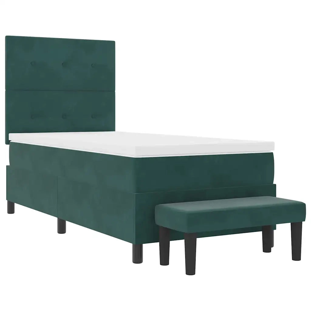 Letto a molle con materasso Verde scuro 90 x 190 cm Velluto