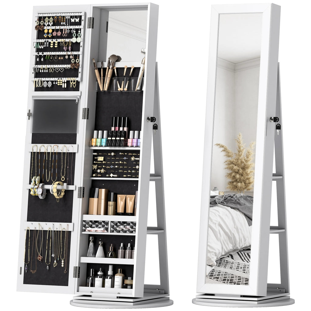 Specchio Portagioie 3 in 1 ¨C Zephmum ¨C Bianco 55x55x161 cm