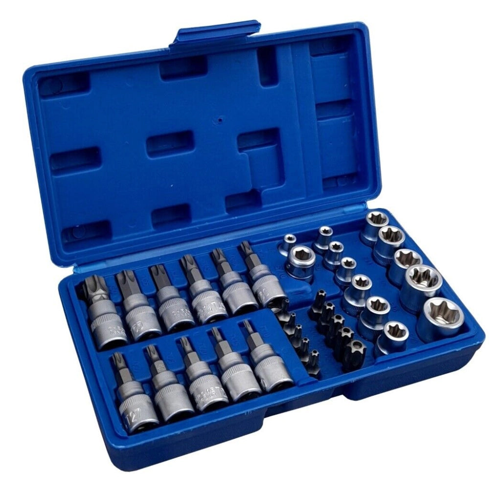 SET 34PZ CHIAVI A BUSSOLA CASSETTA IMPRONTA TORX INTERNA ESTERNA PUNTA CACCIAVIT