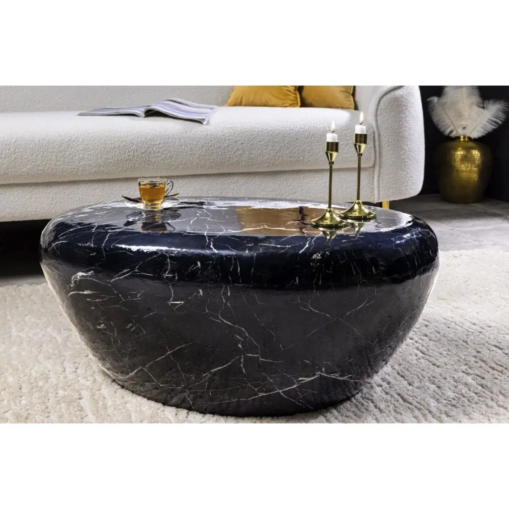 Tavolino GALEA nero effetto marmo - Alluminio design contemporaneo