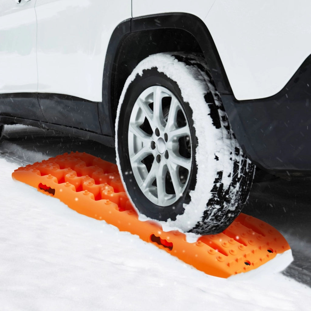 2 Tavole di recupero per fuoristrada, Piastre di trazione per liberare veicoli da neve sabbia 107x31x7cm Arancione-Accessori per veicoli