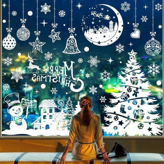 Decorazione di Natale Autoadesiva Fune di Neve Reutilizzabile per Finestre - Decorazione di Natale per Vetrine - PVC - 30 x 90 cm