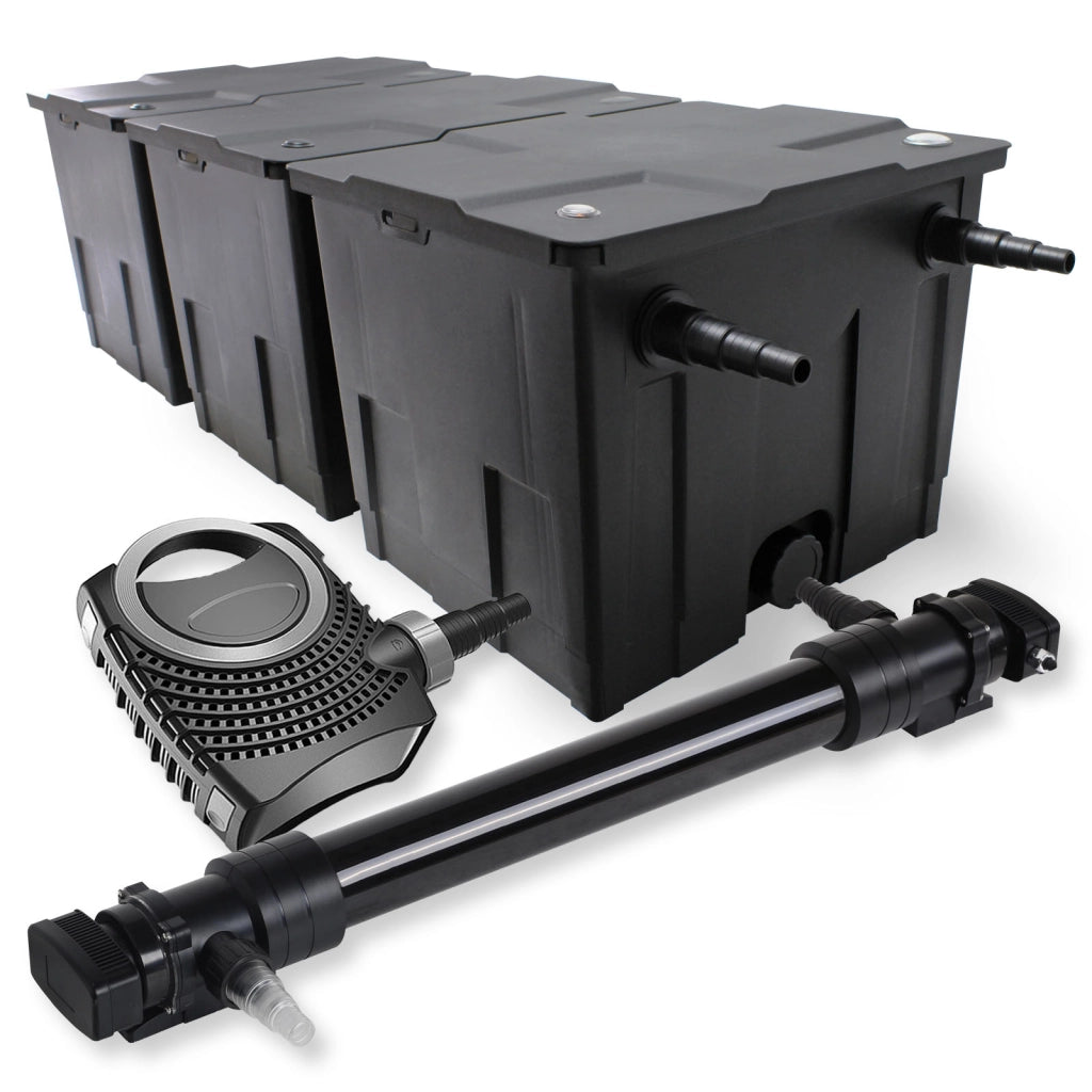 Set Filtro a 3 camere laghetto 90000l con Chiarificatore UVC 72W 6ª serie Pompa NEO10000 80W