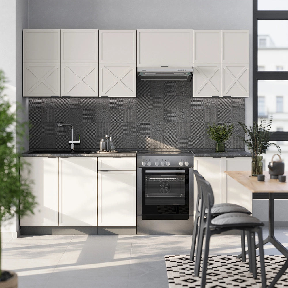 Cucina componibile Fame-Line GrigioBeige/Antracite 240 cm, PT Antracite Vicco