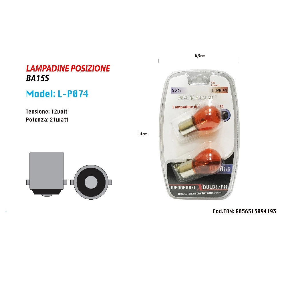 Trade Shop - Lampadine Di Posizione S25 12volt 21watt Lampadine Ultra Luminose Ricambio Auto -