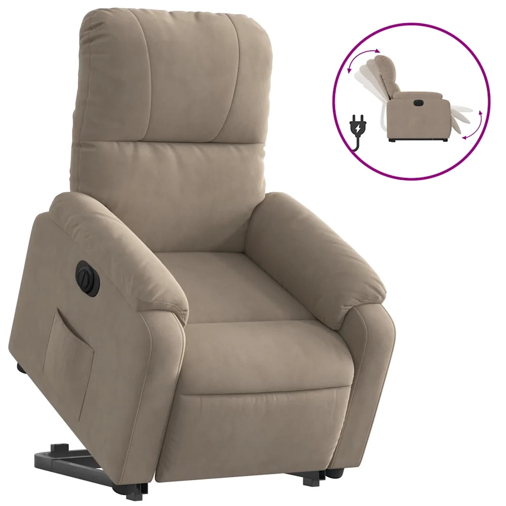 Poltrona Alzapersona Reclinabile Elettrica Tortora Microfibra 3204943