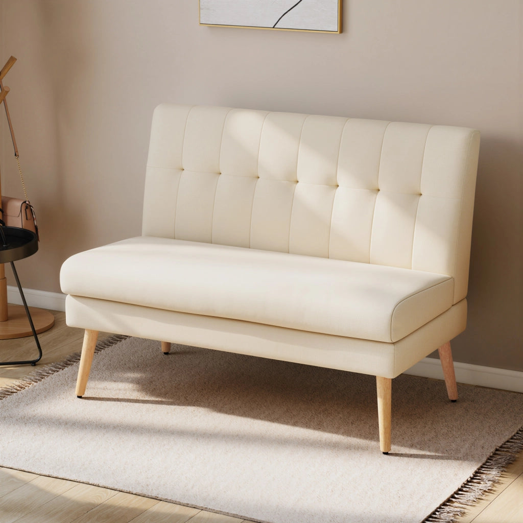 Divano 2 Posti Tessuto Trapuntato ¨C Zephmum ¨C Beige 90x90x90
