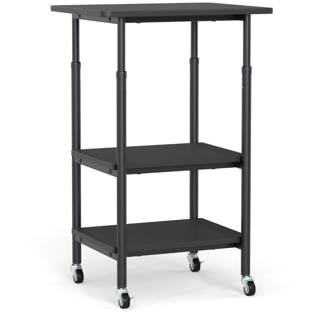 Carrello stampante a con ripiani di stoccaggio e ruote con blocco-Scaffale di stoccaggio mobile per scanner e fax Nero