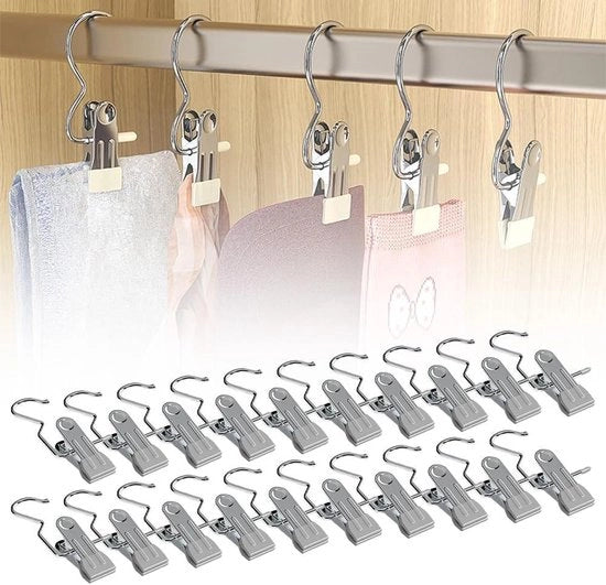 20 pezzi di graffette metalliche senza impronta - graffette per asciugamani per abbigliamento e scarpe - graffette multifunzionali antiscivolo - grigio argento