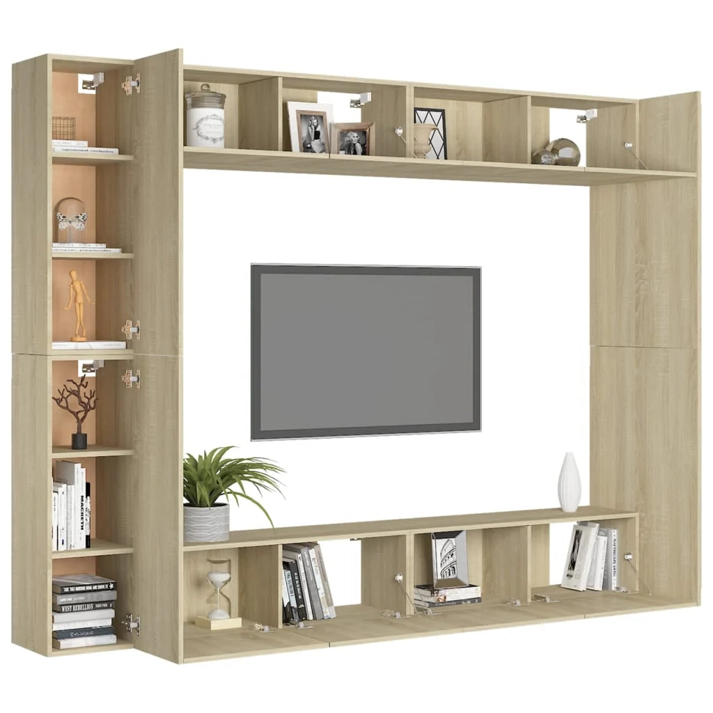 Set di mobili da 8 pezzi tra cui armadio credenza mobile porta TV soggiorno/camera da letto/salotto legno ingegnerizzato rovere Sonoma marrone 02_0025306