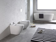 Sanitari a Terra Filo Muro Wc Bidet Copriwater Sof Close Bianco Bent Rimles