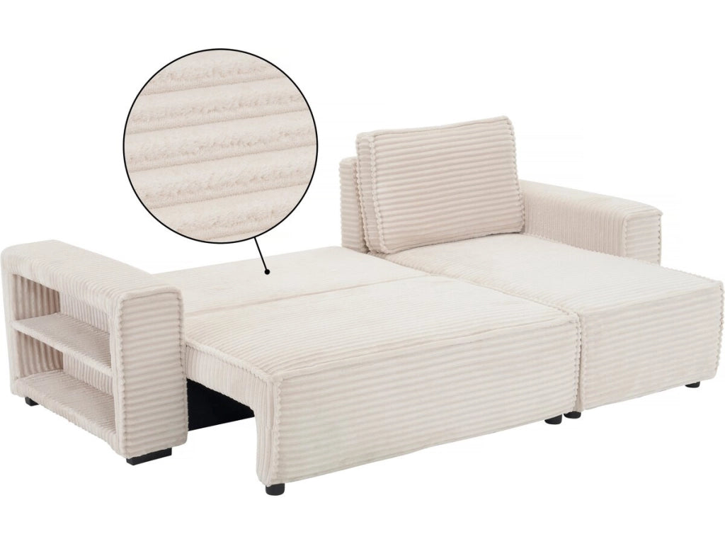 Divano angolare in velluto a coste "Opera" - 3 posti - Beige