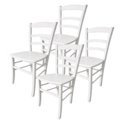 SET 4 SEDIE PAESANA IN LEGNO CON SEDUTA COMPATTA E SCHIENALE ALTOH 87 X L 45 X P 40 CM COLORE BIANCO