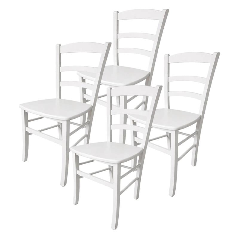 SET 4 SEDIE PAESANA IN LEGNO CON SEDUTA COMPATTA E SCHIENALE ALTOH 87 X L 45 X P 40 CM COLORE BIANCO