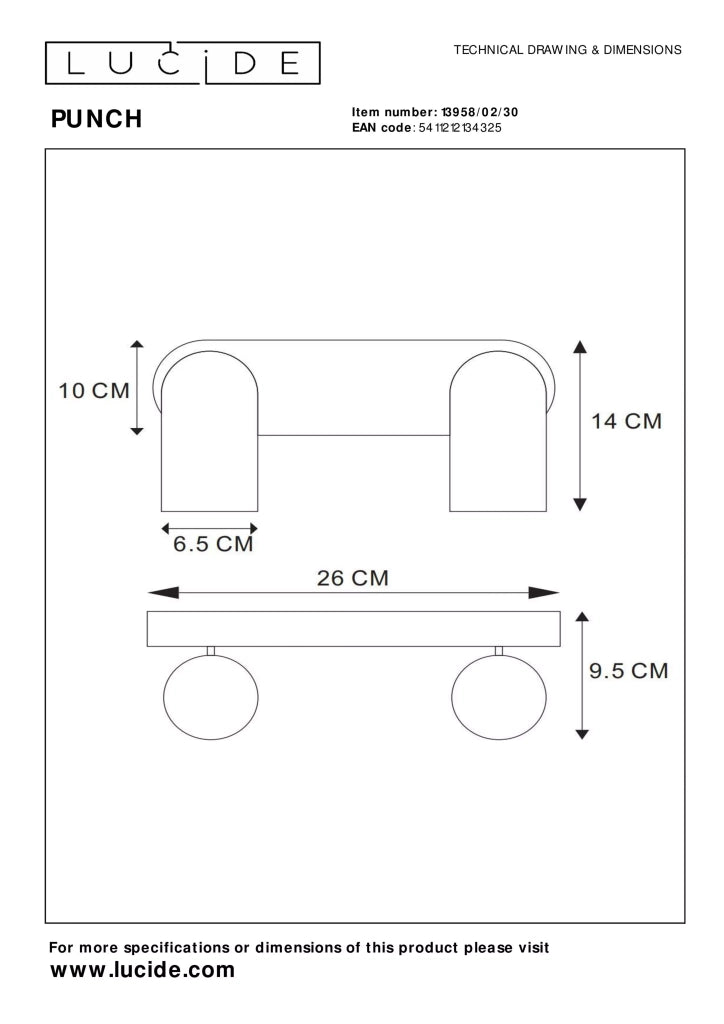 Faretto soffitto doppio orientabile nero 2xGU10 Lucide Punch