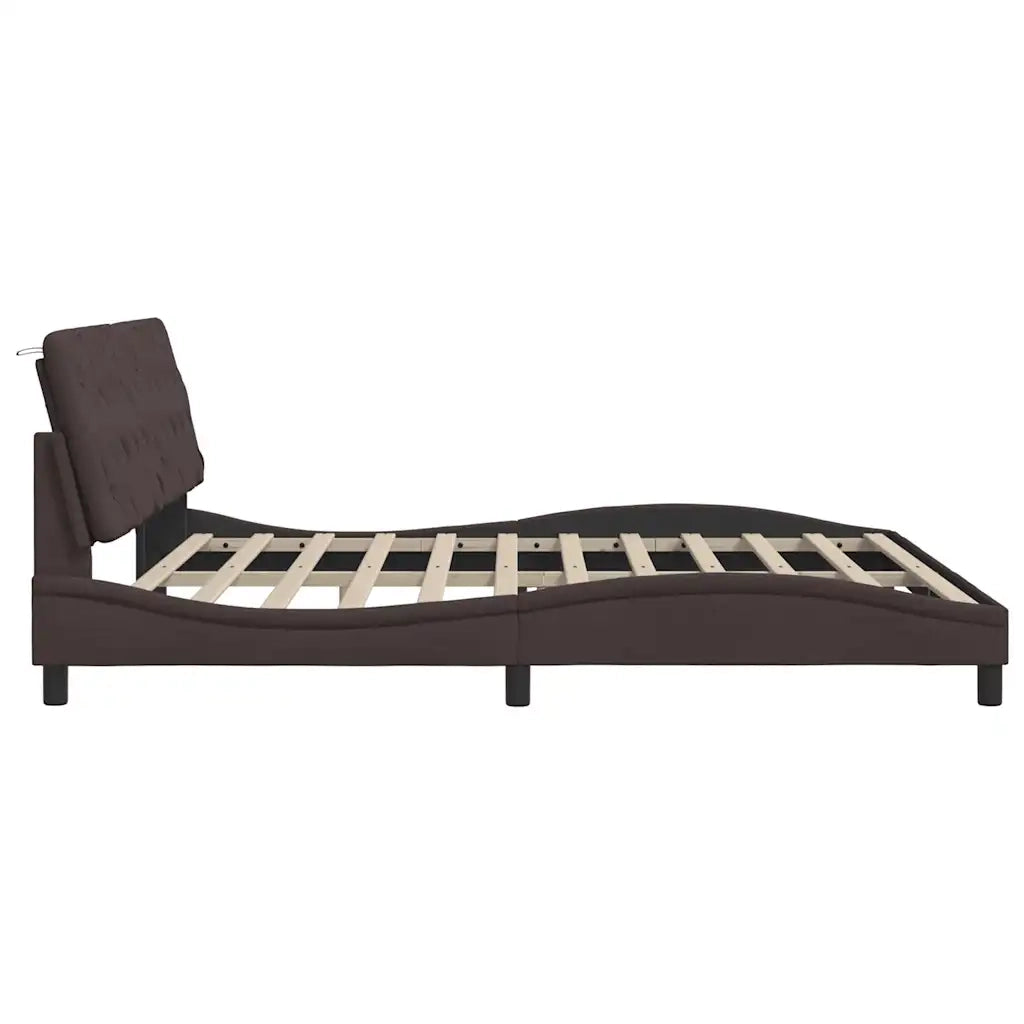 Giroletto senza Materasso Marrone Scuro 200x200 cm in Tessuto
