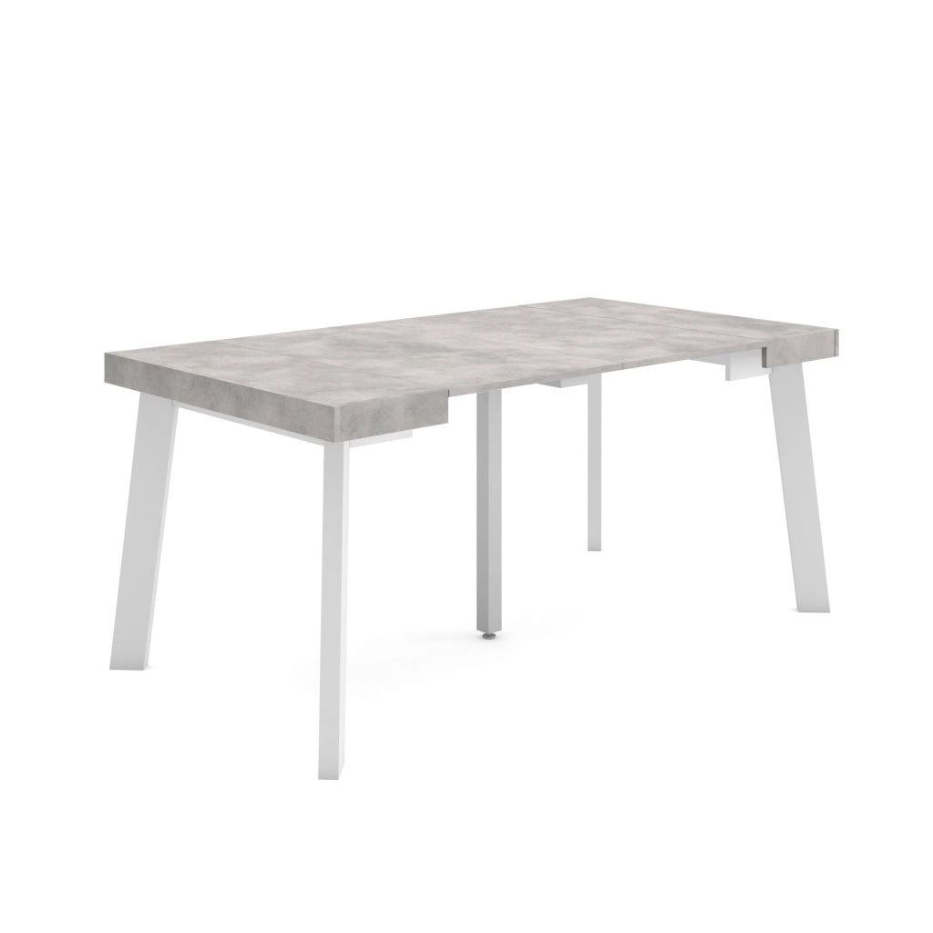 Consolle allungabile, 160x90x73cm, Per 8 persone, Gambe in legno, grigio cemento RF3128