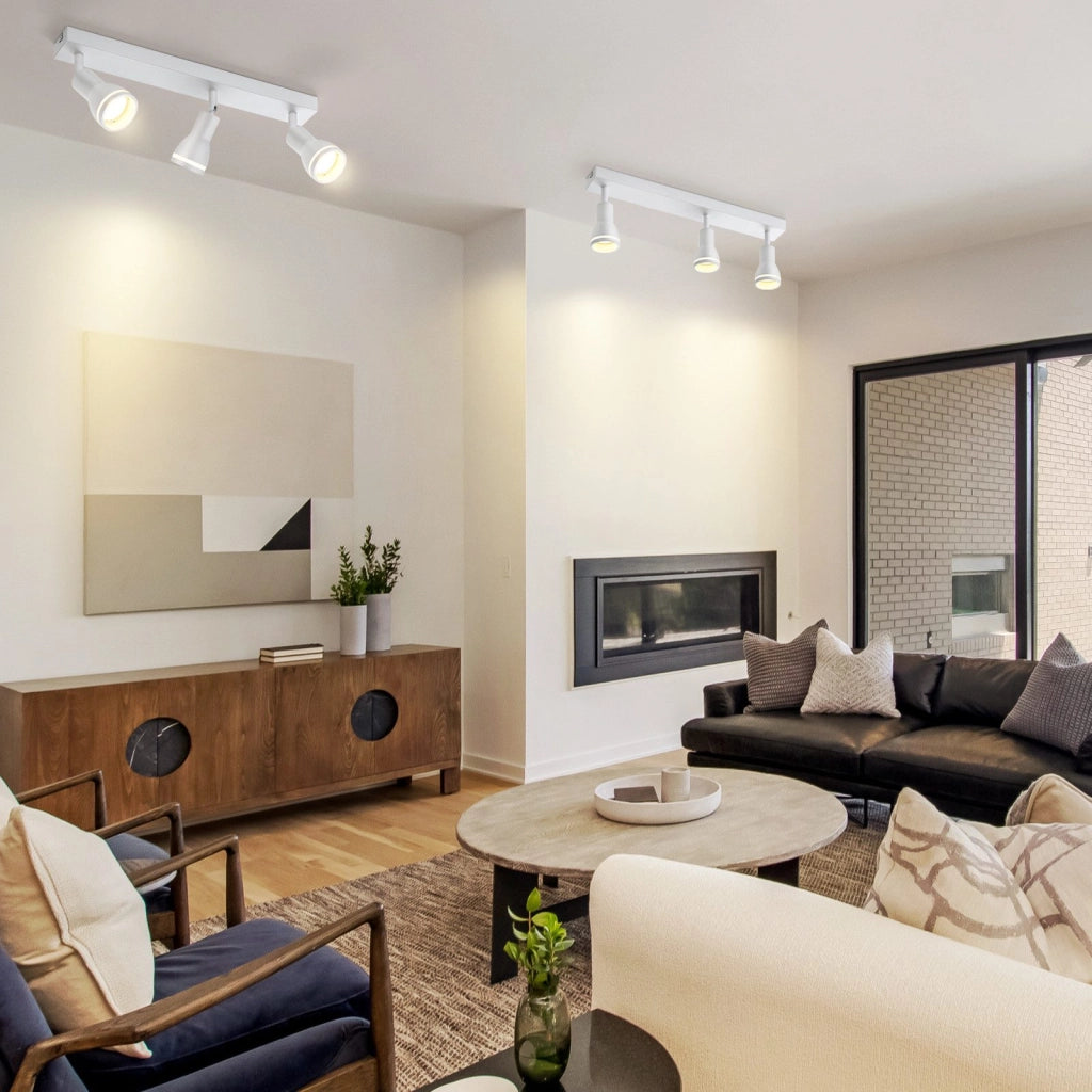ZMH Faretto da soffitto bianchi 3 luci GU10 metallo orientabili moderni per camera letto sala pranzo senza lampadina
