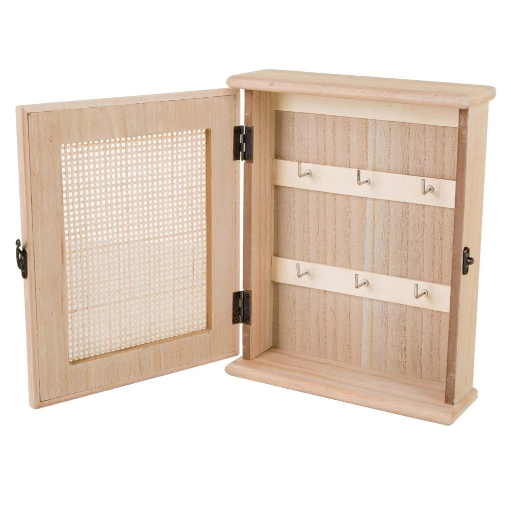 Scatola chiavi legno griglia marrone 24x7.5x30h cm