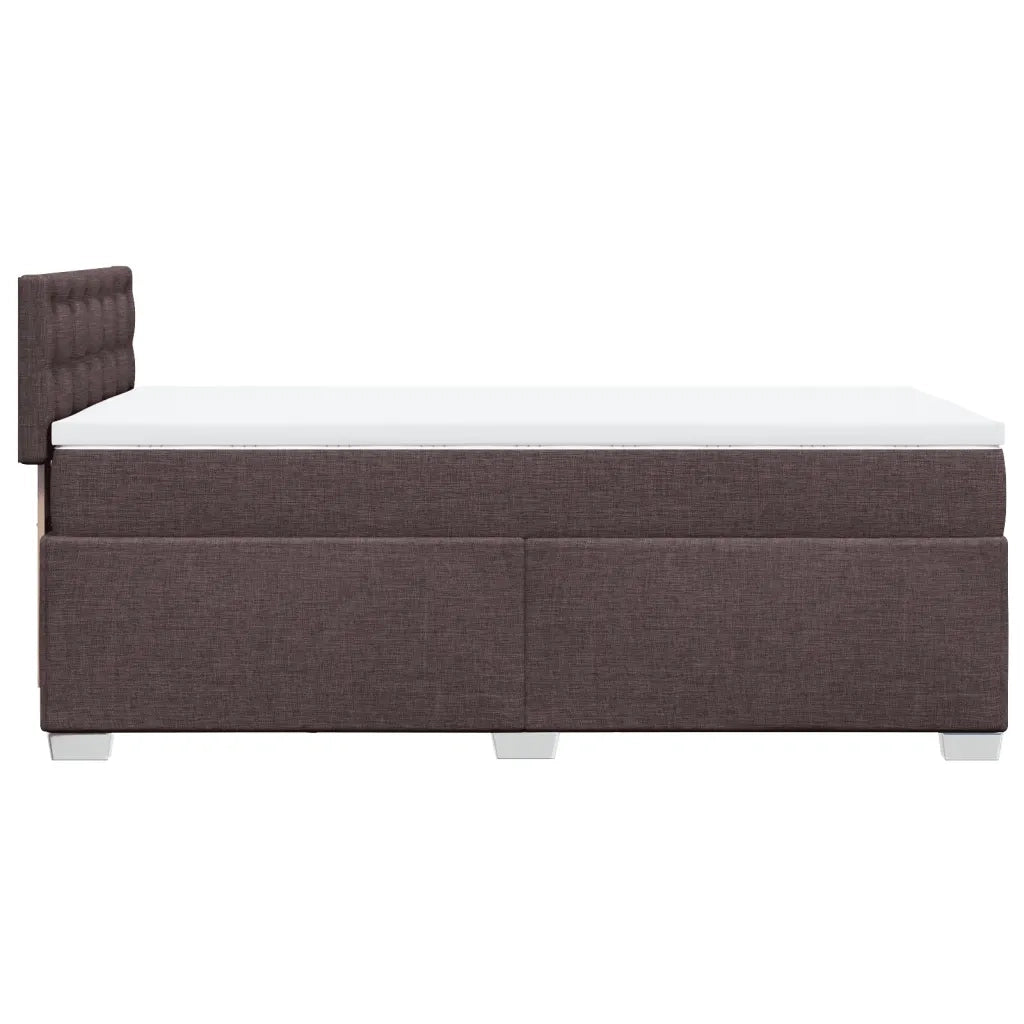 Letto singolo | Letto per adulti | Giroletto a Molle con Materasso Marrone Scuro 80x200 cm Tessuto