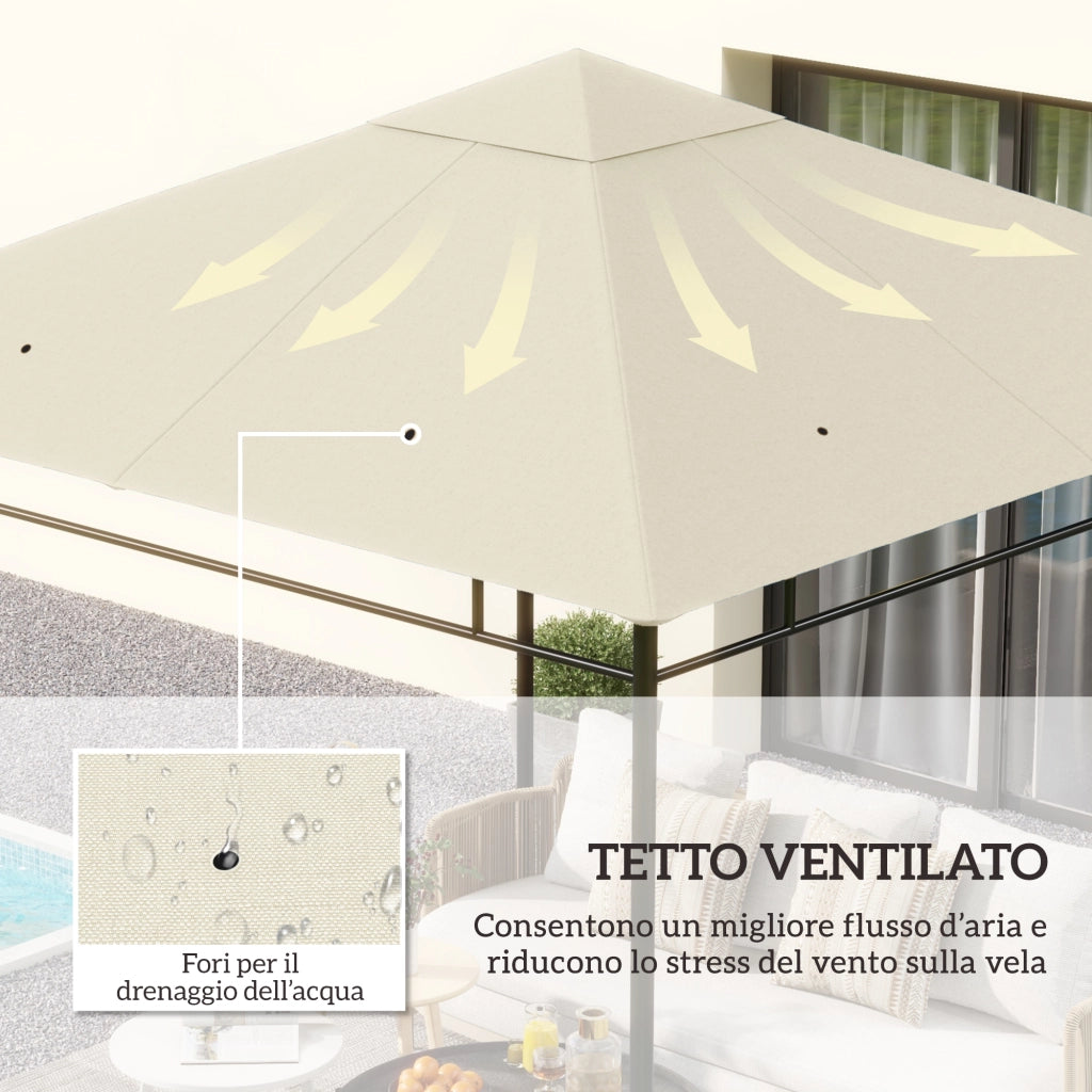 Tetto Gazebo 3x3m ¨C zephmum ¨C Poliestere Crema