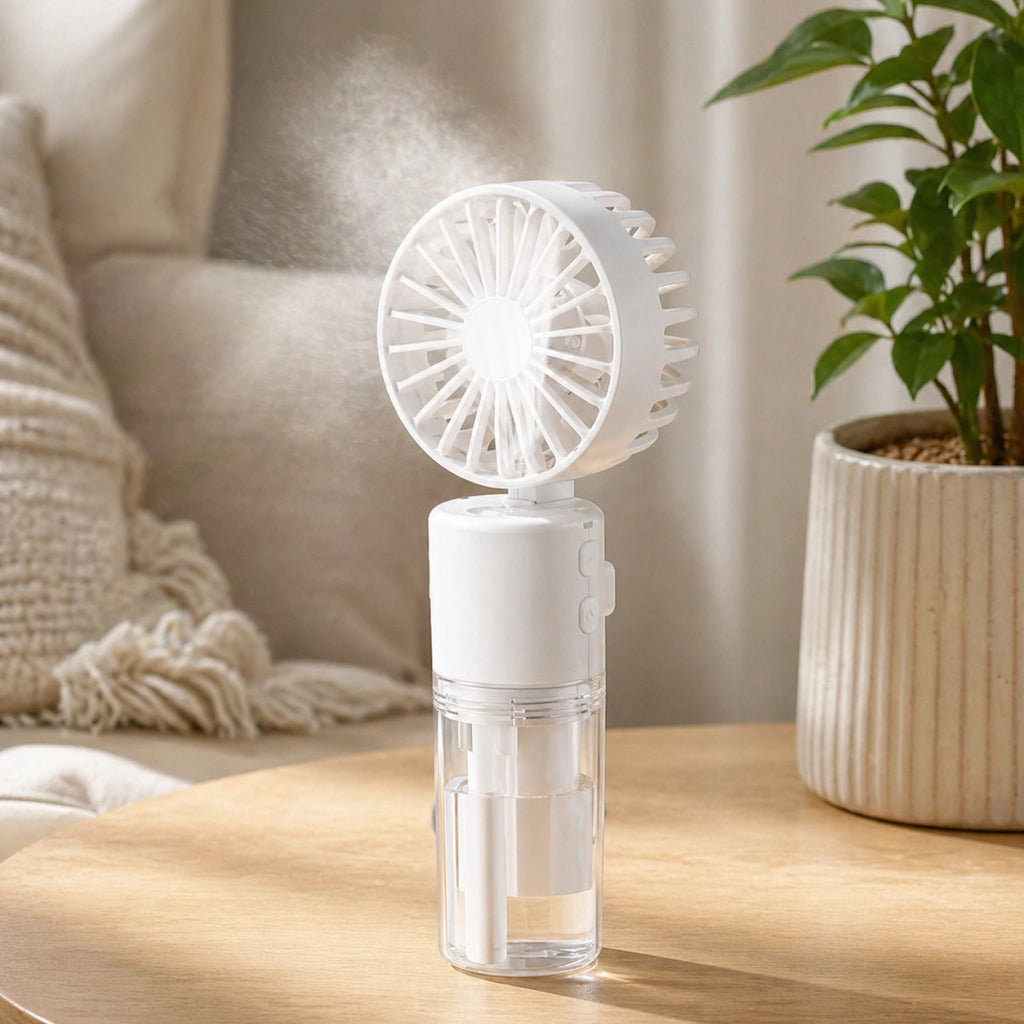 VENTILATORE PORTATILE CON SPRAY UMIDIFICATORE RICARICABILE USB MINI FAN AS-07114