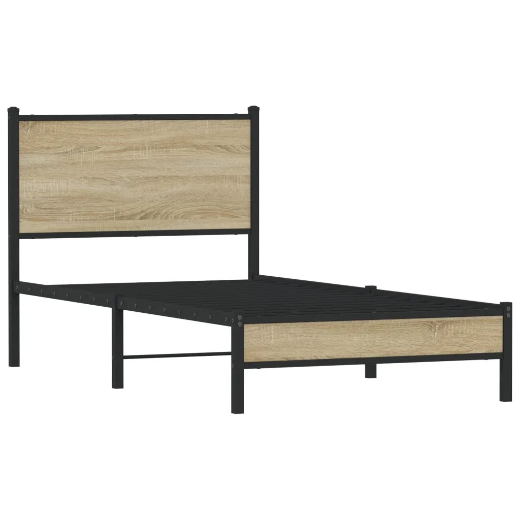 vidaXL Giroletto senza Materaso in Metallo Rovere Sonoma 90x200 cm