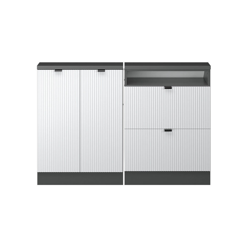 Mobile cucina sottotetto R-Line Ondulazione bianca/Antracite 120 cm Set di 2 Vicco