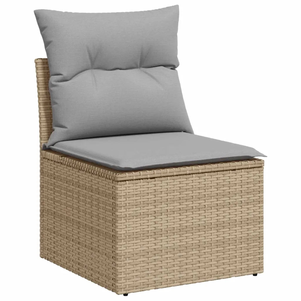 Set Divano da Giardino con cuscino 10 pcs Beige Poly Rattan