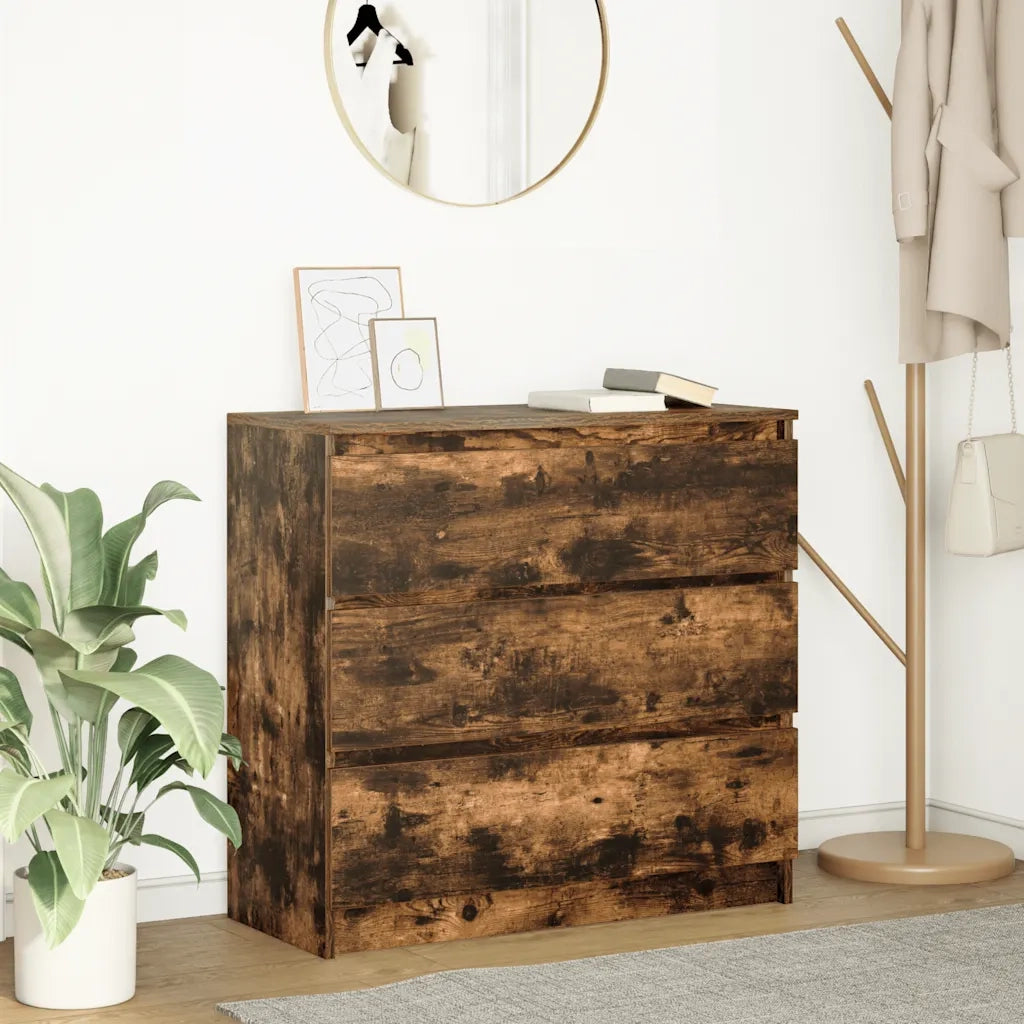 Credenza Rovere Fumo 80x35x76 cm in Legno Multistrato 861737