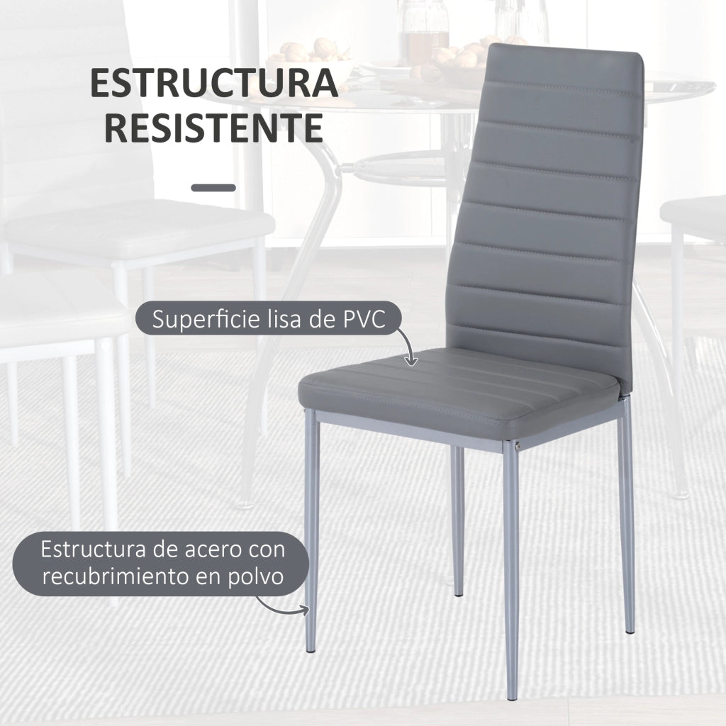 Tavolo da pranzo rotondo e 4 sedie ¨C zephmum ¨C grigio ?90x75 cm