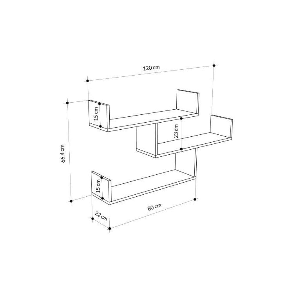 Mensola Sadachbia, Scaffale, Ripiano a muro, Scaffalatura multiuso, 119x23h67 cm, Bianco
