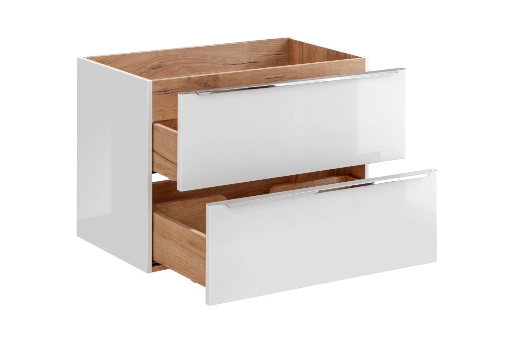 Mobile sottolavabo 80 cm 2 cassetti Capri White 80 x 57 x 46 cm